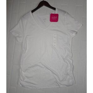 Isabel Maternity White V-Neck side Cinching Top XL
